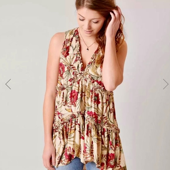 Free People Purple Haze Floral and Bird Print Tunic/ Mini Dress sz XS - Picture 2 of 8